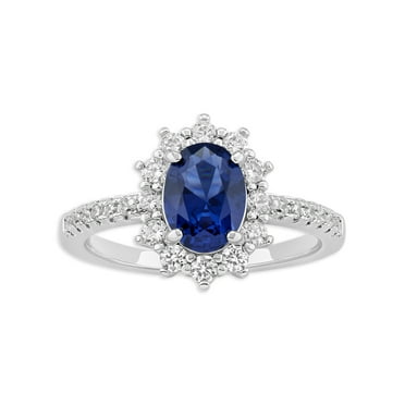 Believe by Brilliance Women's Fine Silver Plated Sapphire Cubic Zirconia Ring (Size 7)