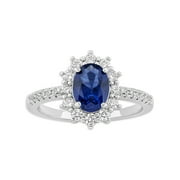 Believe by Brilliance Women's Fine Silver Plated Sapphire Cubic Zirconia Ring (Size 7)