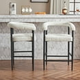 thumbnail image 6 of Modern Upholstered Bar Stools Set of 2, Boucle Fabric Counter Height Chairs with Metal Frame & Armrests, Kitchen Island Bar Chairs for Home, Dining Room, Cafe,White, 6 of 9