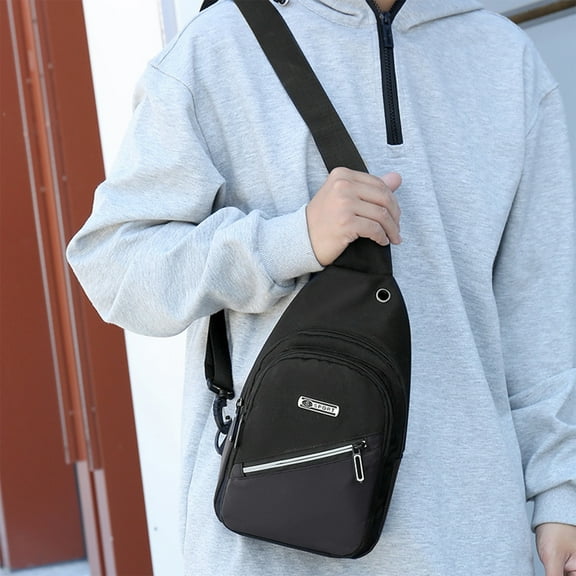 uublik Mens Canvas Sling Bag Small Crossbody Backpack Hiking Daypack Rucksack For Men Women Outdoor Cycling Travel, Black