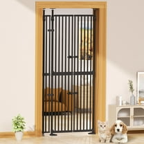 XJD 71" Extra Tall Cat Gate – Fits 30.31"-38.2" Wide Openings, Auto-Close, Narrow 1.37" Gaps, No-Drill Pressure Mount, Double Opening Design Pet Gate, White