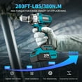 thumbnail image 4 of GPED Brushless 1/2” Impact Wrench, 20V Cordless Impact Wrench with 2-Mode Speed, Power Impact Wrench, Max Torque 280 ft-lbs (380N.m), Includes 2 x 3.0A Batteries for Truck Car Home Mower, Blue, 4 of 9