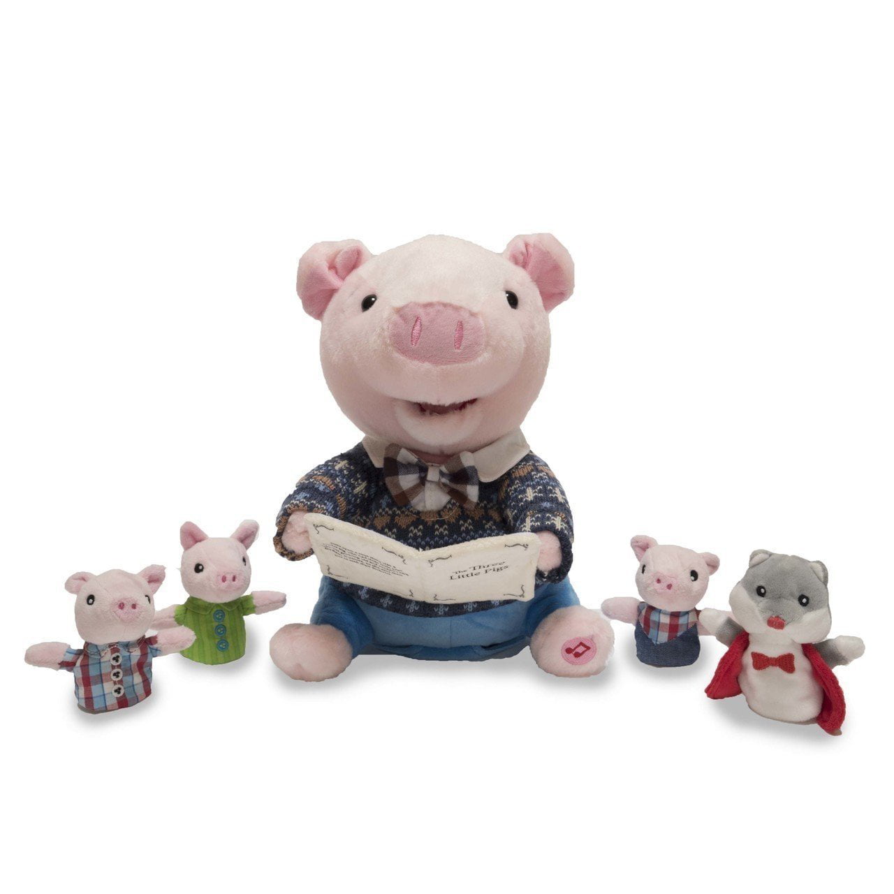 Cuddle Barn Preston the Storytelling Pig Animated Talking Plush Toy, 12  Super Soft Cuddly Stuffed Animal Captivates Listeners with Classic Story  Three Little Pigs, Includes 4 Finger Puppets 