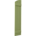 thumbnail image 3 of Ekena Millwork 10 1/2"W x 32"H Americraft Three Board (2 Batten) Exterior Real Wood Joined Board-n-Batten Shutters w/ Elliptical Top (Per Pair), Moss Green, 3 of 10