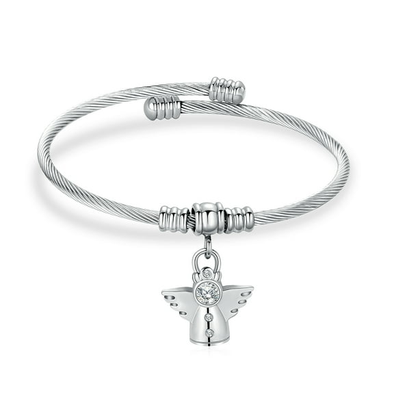 Crystal Angel Urn Bracelet for Ashes Stainless Steel Cremation Bracelet Ashes Keepsake Holder Human Pet Ashes Bracelet