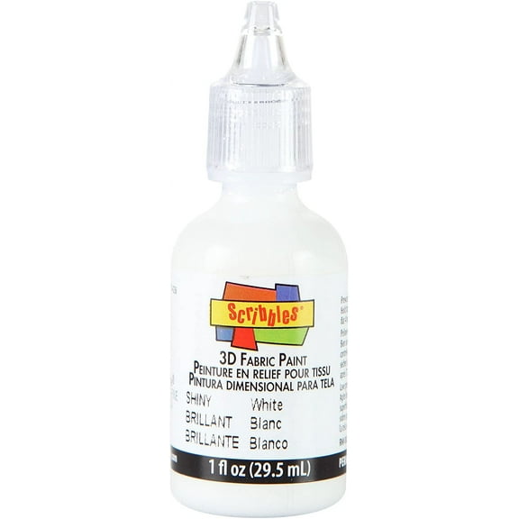 Scribbles 3D Fabric Paint 1oz-Shiny - White