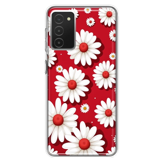 MUNDAZE Samsung Galaxy A03S Cute White Red Daisies Polkadots Double Layer Phone Case Cover