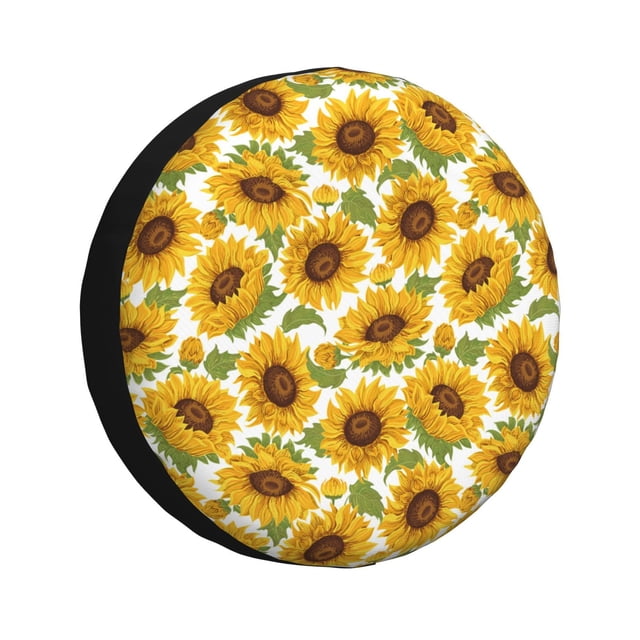 Fotbe Sunflowers Funda de Llanta de Repuesto con Estampado, Engrosada, Ajuste Universal para Jeep, Remolque, RV, SUV, Camión-15 inch