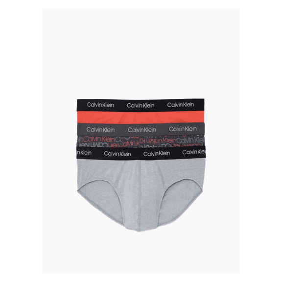 Calvin Klein 3 pack Hip Brief Men's Underwear Red Gray Cotton Stretch Logo