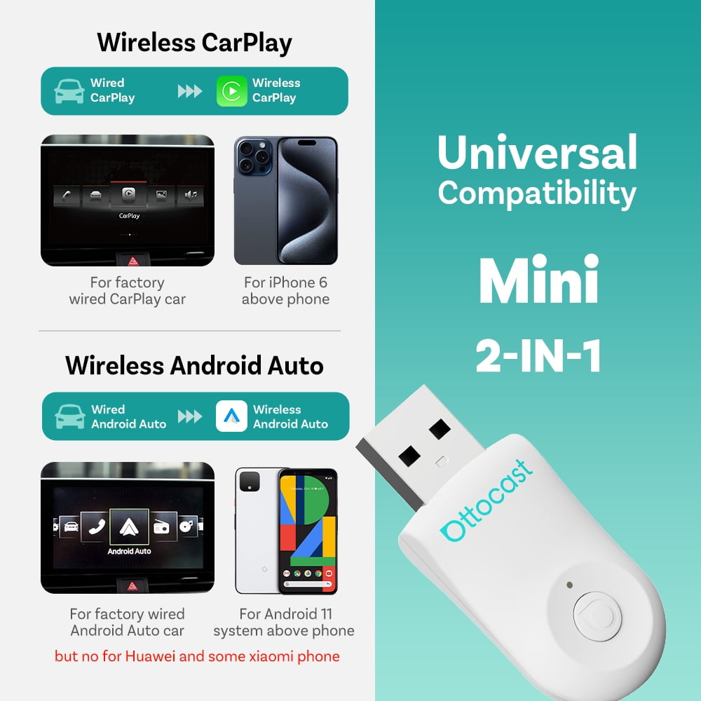 ●ほぼ新品●Otto cast wireless USB Adapter Ottocast Mini Wireless CarPlay Android Auto Adapter 2 In 1