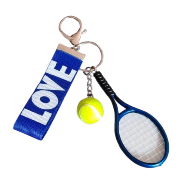 Llavero con forma de raqueta de tenis, regalo para Año Nuevo, San Valentín, bolso, mujeres y hombres. Azul