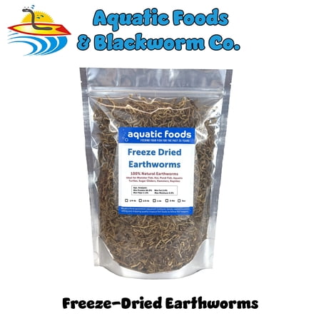 5oz. Earthworms, Freeze Dried Earthworms for Large Tropicals, Koi Fish, Hamsters, Sugar Gliders, Hedgehogs, All Rodents, Birds, All Reptiles and Turtles. 5oz Bag