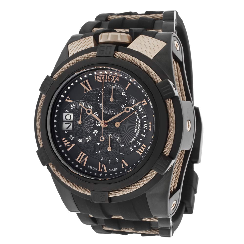 Invicta Men's 12677 Bolt Zeus Reserve Rose Gold Bezel Black IP Steel ...