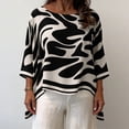 thumbnail image 2 of Printed 3/4 Sleeve Shirts For Women Crewneck High Low Hem Tops Fall Casual Elegant Fashion Flowy Tunic Shirt, 2 of 7