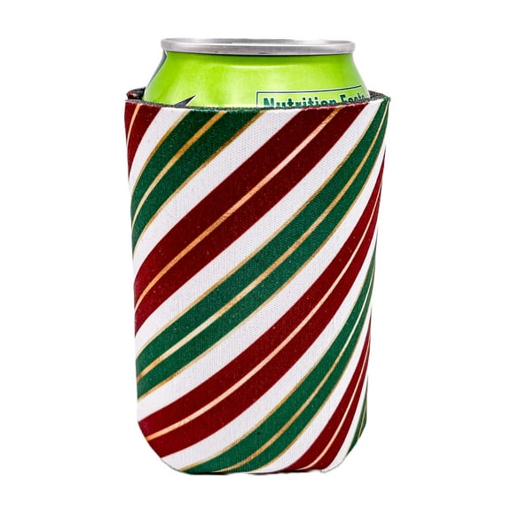 Christmas Stripes Pattern Collapsible Can Coolie