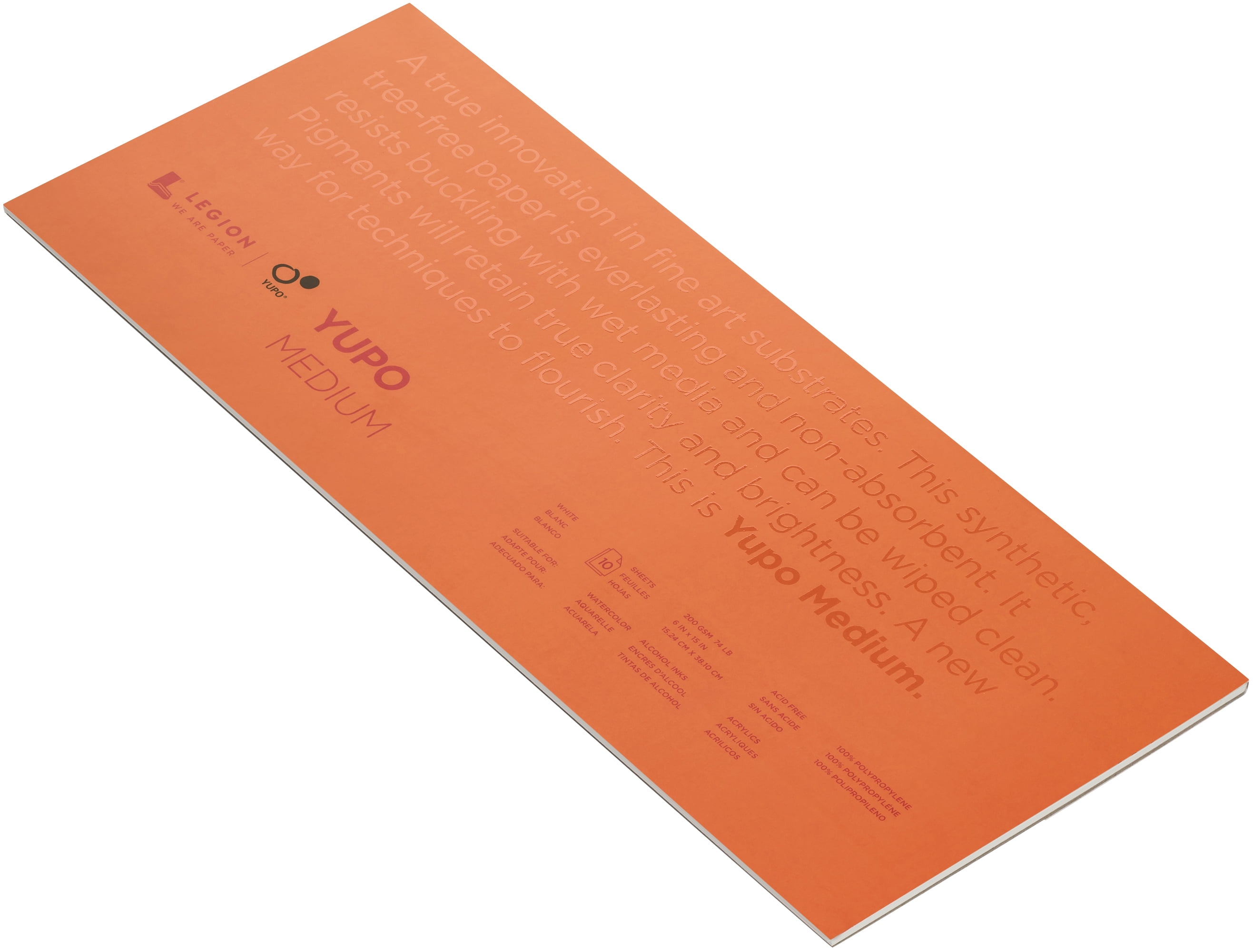 Legion Paper Yupo Medium Watercolor Pad, 10 Sheets, 6in x 15in