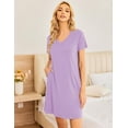 thumbnail image 6 of Ekouaer 2 Pack Womens V-Neck Nightgowns Soft Short Sleeve Sleepdress with Floral Print and Pockets, 6 of 7