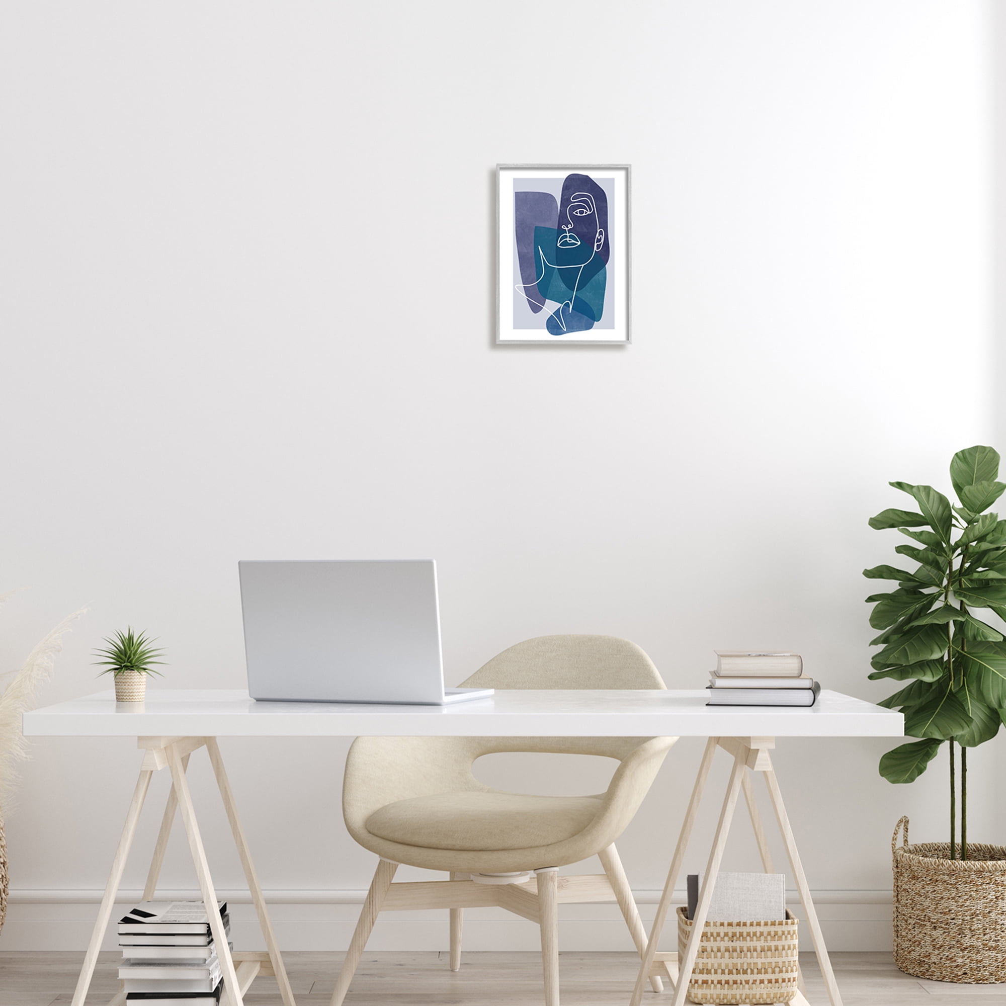 Stupell Industries Modern Line Doodle Face Bold Abstract Shapes Framed Wall Art, 11 x 14, Design by Birch&Ink