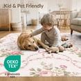 thumbnail image 4 of ODIKA 6'x9' Washable Area Rug Bouquets Dainty Bordered Frame Border Polka Print Vintage Playful for Family Room, Living Mater Bedroom, Non-Slip, Easy Care, 4 of 7