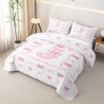 thumbnail image 3 of Manfei Romantic Shabby Chic J Personalized Initial Quilt King for Girls Teens,Princess Style Bow Knot Plaid King Coverlet Set, 3 of 7