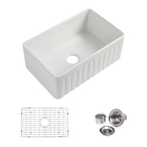 Rainlex 30" L X 18" W Fireclay Farmhouse Kitchen Sink with Grid and Strainer ,Include 2 Accessories