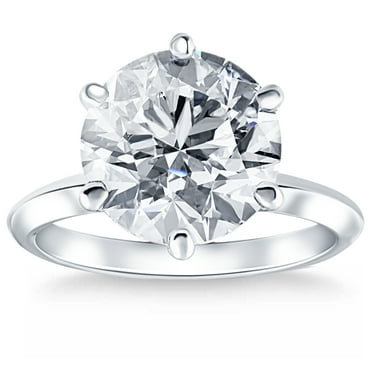 Pompeii Certified 6Ct Solitaire Diamond Engagement Ring 14k White Gold Lab Grown (G,VS2)