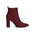 thumbnail image 3 of BLISSFUL STEP Women's Zipper Block Heels Ankle Boots Burgundy 8, 3 of 7