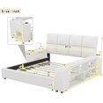 thumbnail image 6 of Modern Queen Size Upholstered Platform Bed with Multimedia Nightstand and Storage Shelves, Multi-Functional Storage Platform Bed with 2 Cup Holders, Bedroom Furniture, 6 of 7