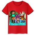 thumbnail image 3 of Camiseta de algodón roja de manga corta de verano para niños y niñas con estampado de cabeza grande de Sasquatch furtivo, 3 of 5