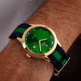 thumbnail image 3 of 3 Stripe Navy Blue And Green Nato Strap With Gold Buckle, 3 of 3