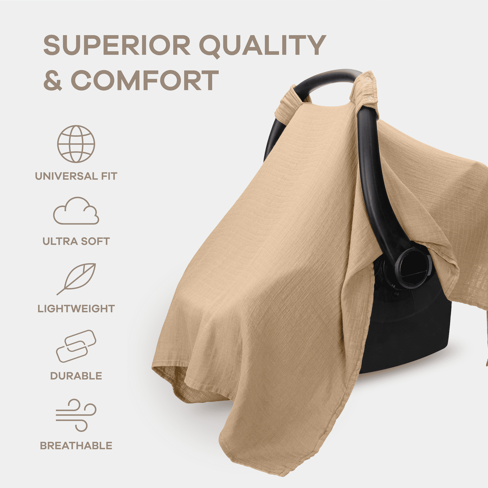 Comfy Cubs Baby Car Seat Cover - Soft, Breathable & Lightweight Large Car Seat Canopy, Cedar
