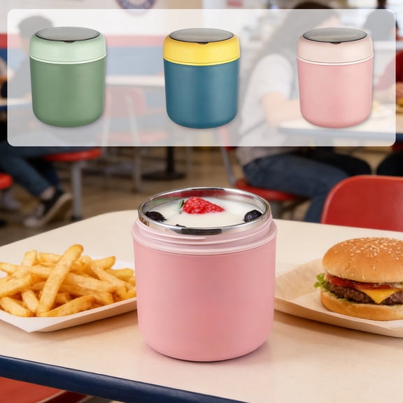 Insulated Soup Thermos Cup with Handle, 304 Stainless Steel Double Wall Leakproof Food Jar for Hot Lunch, Office, School, Travel
