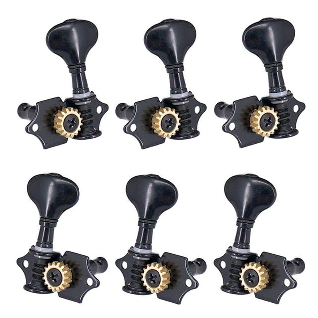 tamizeot 3R3L Guitar Opened Fishtail String Button Tuning Pegs Tuners Gift Idea For Guitarists Open Gear Guitar Tuning Pegs Black Black