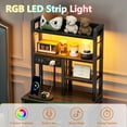 thumbnail image 5 of Satifur Tall Nightstand with Charging Station and LED Lights, Bedside Table with Drawers and Bookshelf, Black, 5 of 7