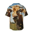 thumbnail image 6 of Lsque Daisy Flower Field Cow print Men's Cuban Collar Short Sleeve Shirt Summer Beachwear Casual Button Down Fashionable Vacation Leisure Shirt-4X-Large, 6 of 7