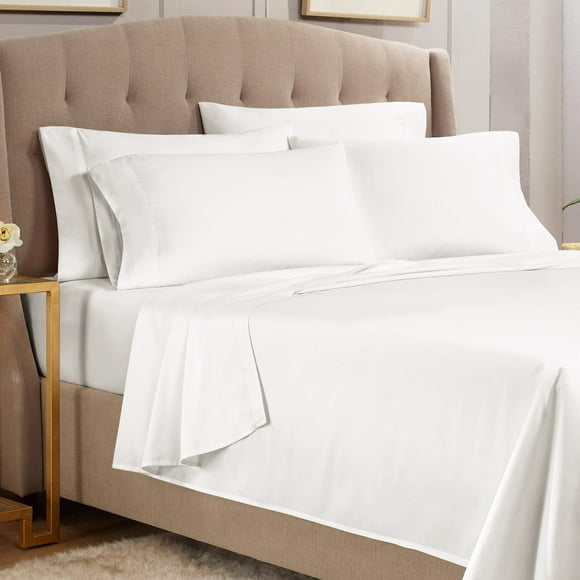 Empyrean Split King Sheets Set - 110 GSM 7 Piece Bed Sheets for Split King Size Bed, Double Brushed Split King Size Sheets, Hotel Luxury Sheets, Soft Bedding Sheets & Pillowcases - White