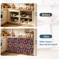 thumbnail image 3 of Colorful Rhombic Sink Skirt for Bathroom, Self-Adhesive Under Sink Curtain, Modern Abstract Geometric Retro Rustic Hide Pipes & Storage Fabric Cabinet Skirt Cover for Kitchen Laundry 32"x55", 3 of 8