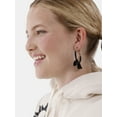 thumbnail image 3 of No Boundaries Black Fabric Bow Hoop Earrings, Women’s, 3 of 4