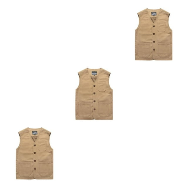 Guardoinrt Gilets en Coton Premium avec Multiples Poches Option Cadeau Large Application Kaki TG 3Set