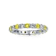 thumbnail image 2 of Bague d'Éternité Empilable en Zircon Cubique Jaune Blanc pour Femmes et Adolescentes en Argent Sterling avec Topaze Simulée, 2 of 7