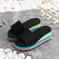 thumbnail image 2 of Slippers for Women,Ladies Shoes Summer Fashion Beach Sandals Nesh Elastic Band Wedge Sandals,Womens Slippers,Black,8, 2 of 9