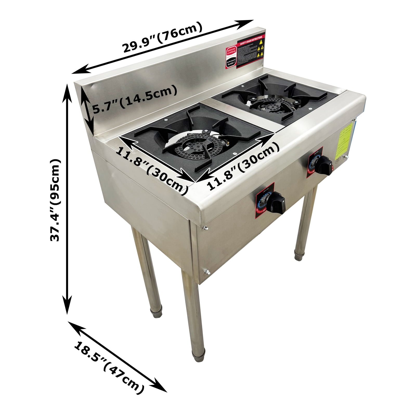 Commercial Double Burner Energy Saving Gas Stove Floor Model Stove Liquefied Gas