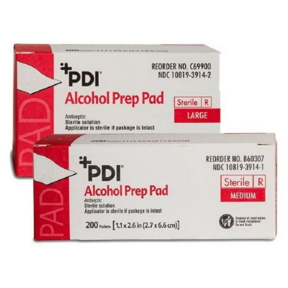 PT# C69900 PT# # C69900- Alcohol Prep Pads Sterile Large 100/Bx by, By PDI Professional Disposables,USA