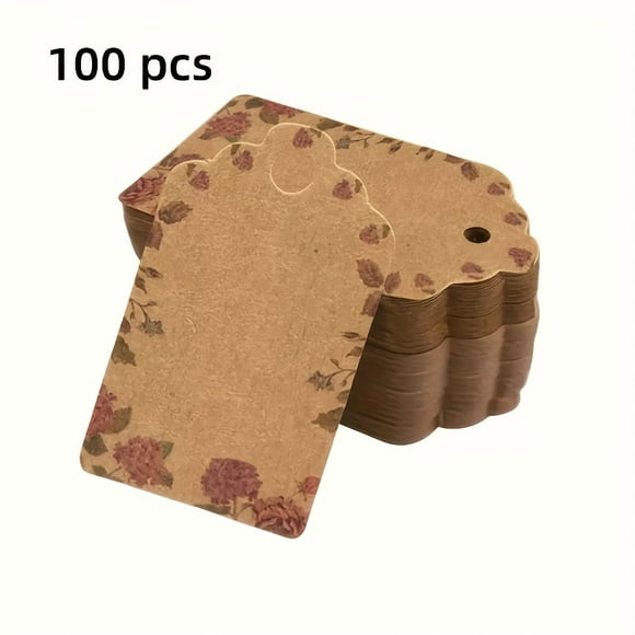 FNNMNNR 100pcs Mini Kraft Paper Gift Tags with Holes - Perfect for Crafts Boutiques Bakery & Apparel Labeling