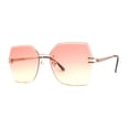 thumbnail image 1 of Womens Geometric Butterfly Rimless Oceanic Lens Chic Sunglasses Gold Red Orange, 1 of 4