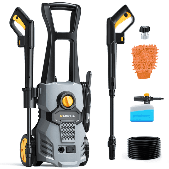 1500W Electric Pressure Washer, 4200PSI with Adjustable Nozzle Angle, Portable High Pressure Washer Cleaning Machine for Cars, Driveways, Fences, Patios, Home Cleaning - Gray
