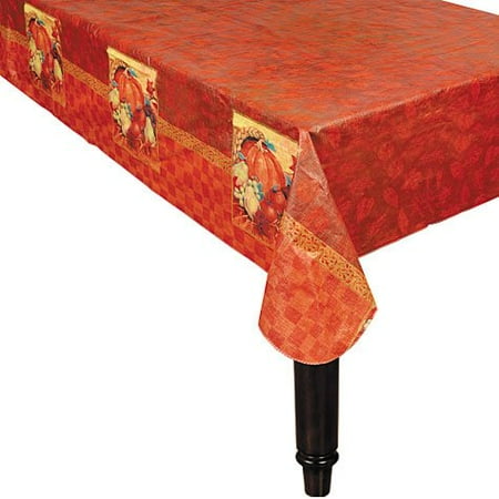 Still Life Table Harvest Still Life Thanksgiving Party FlannelBacked Table Cover Tableware, Vinyl, 52
