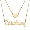 Personalized Planet Women's Sterling Silver or Gold over Silver Script Nameplate and Heart Layered Double Necklace