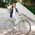 thumbnail image 3 of Meghna 700C Hybrid Bike Double Brake Single Speed for Unisex Adult Vintage Style Road Bicycle Green, 3 of 8