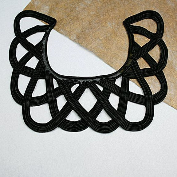 Altotux 14"x11" Black Soutache Mesh Handmade Cut Out Bodice Collar Lace by Piece